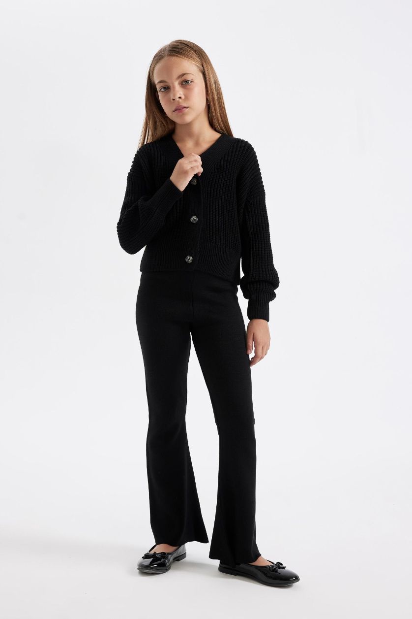 بناتي أسود بنطلون تريكو بناتي فلير فيت أسود