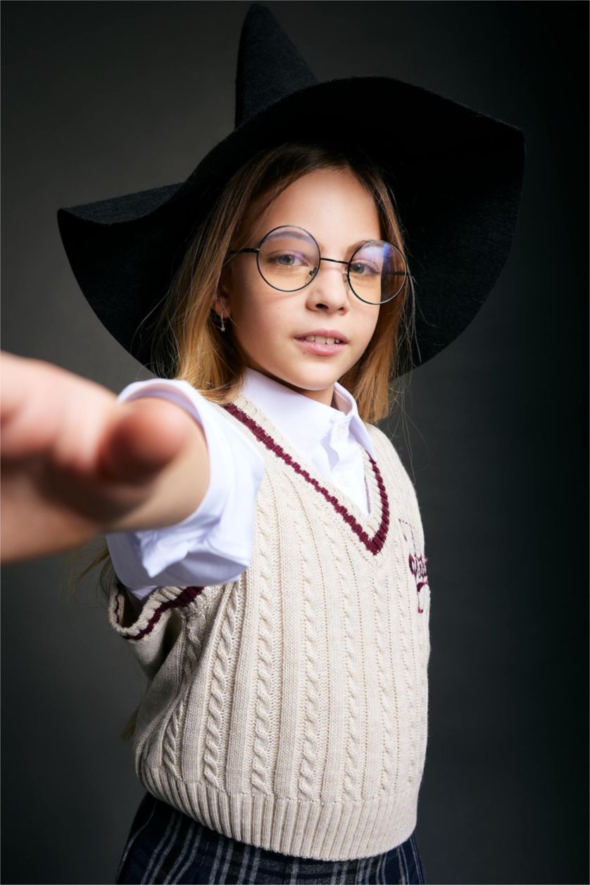 FILLES Beige Pull Col Rond Style Collège Pour Fille