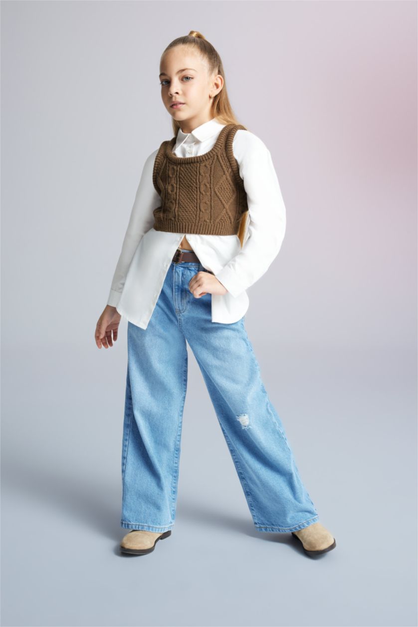 Девочки и подростки Верблюжья шерсть Свитер стандартного кроя для девочек