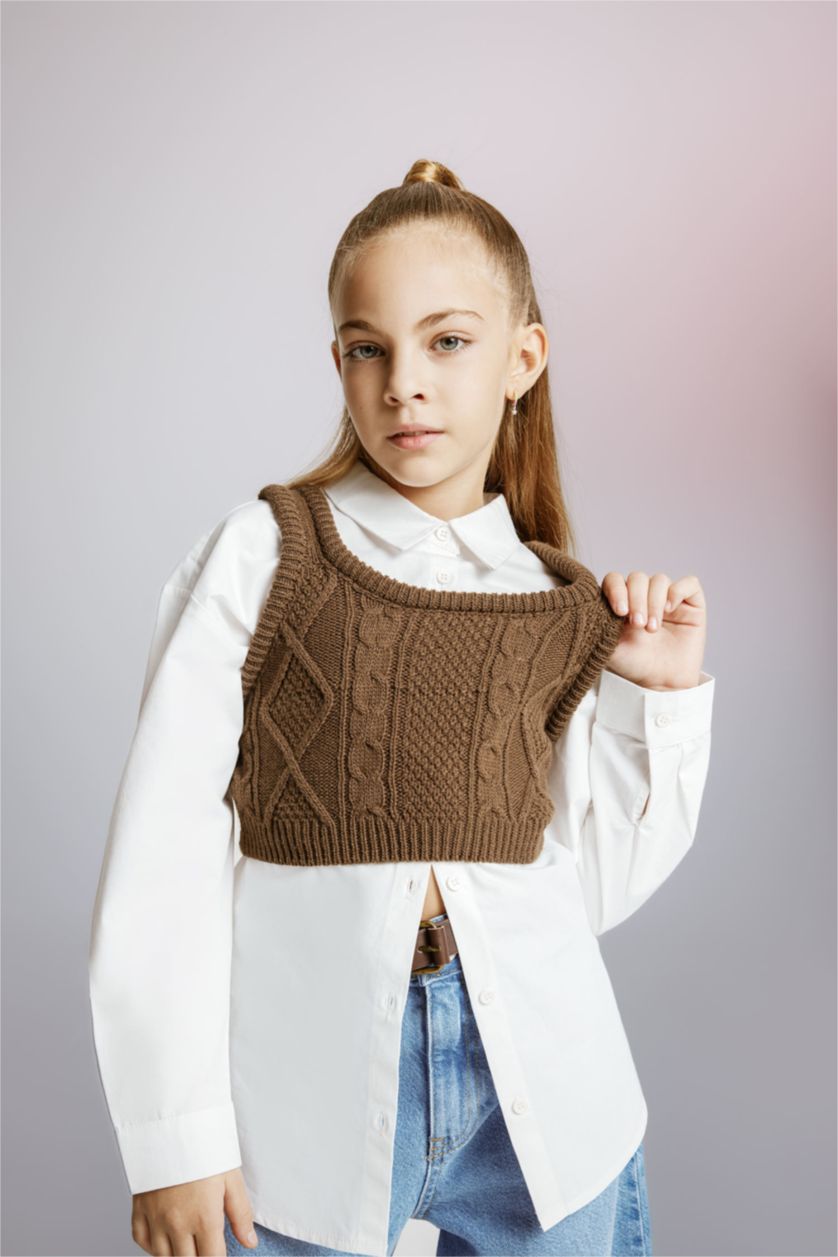 Девочки и подростки Верблюжья шерсть Свитер стандартного кроя для девочек