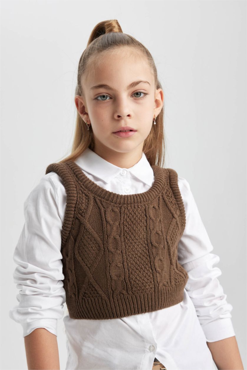 Девочки и подростки Верблюжья шерсть Свитер стандартного кроя для девочек