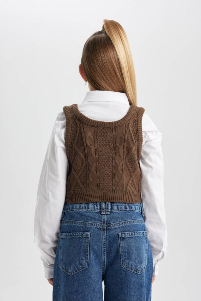 Девочки и подростки Верблюжья шерсть Свитер стандартного кроя для девочек