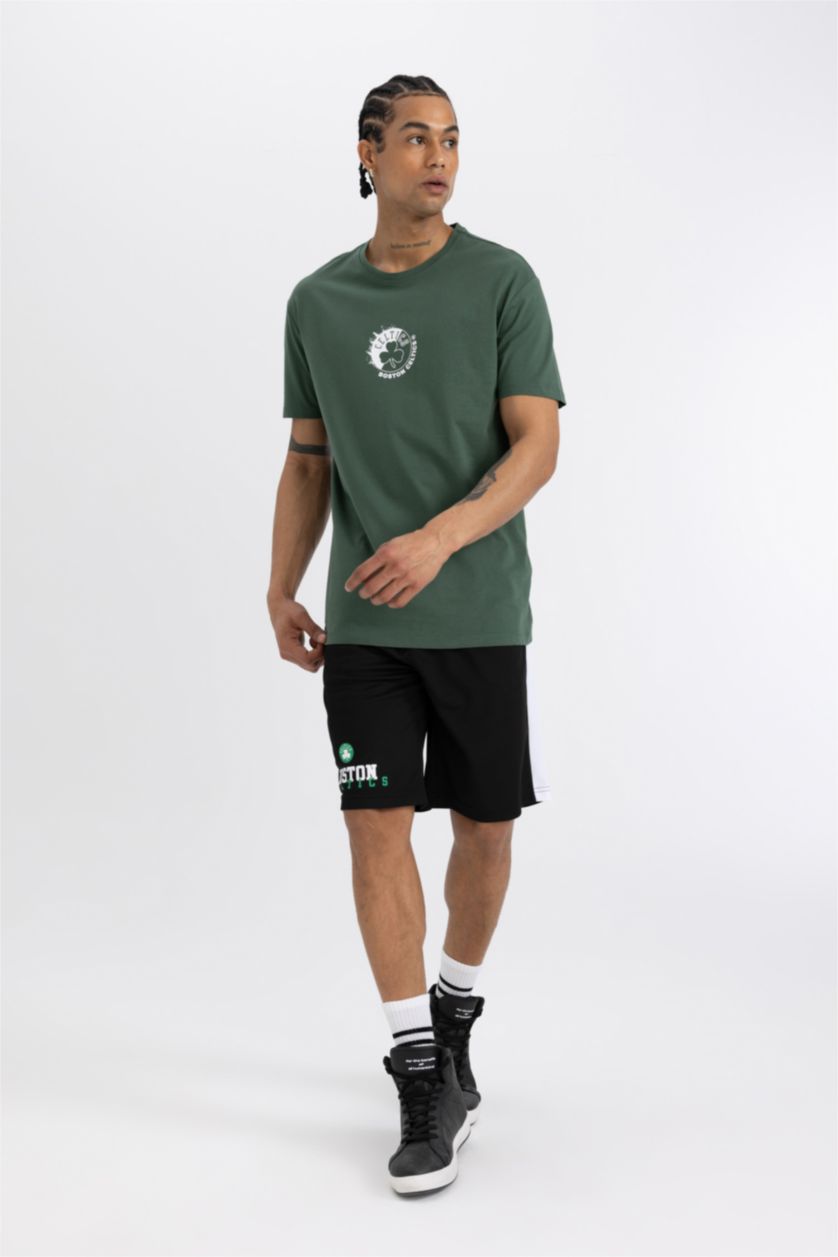 Erkek Yeşil DeFactoFit NBA Boston Celtics Standart Fit Bisiklet Yaka Kısa Kollu Tişört