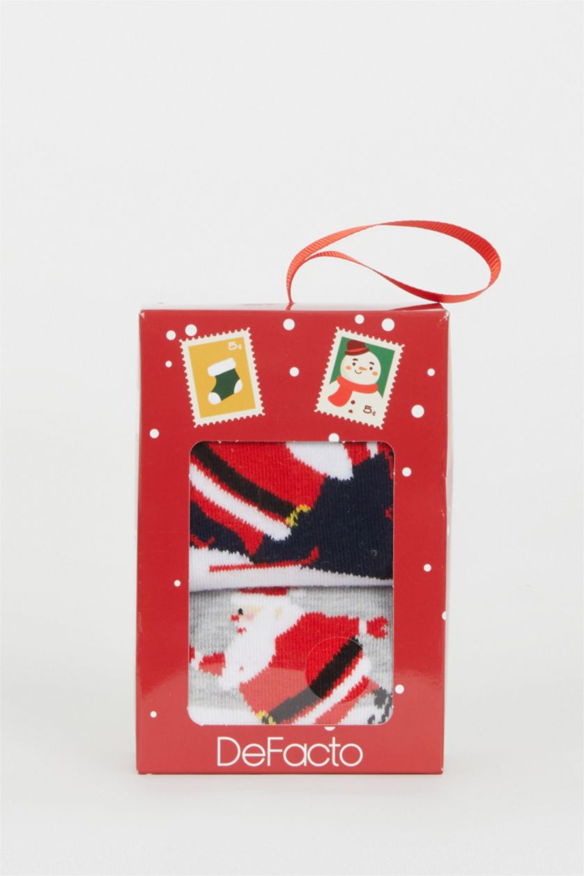 Erkek Karma Erkek Yılbaşı Temalı 2'li Pamuklu Uzun Çorap