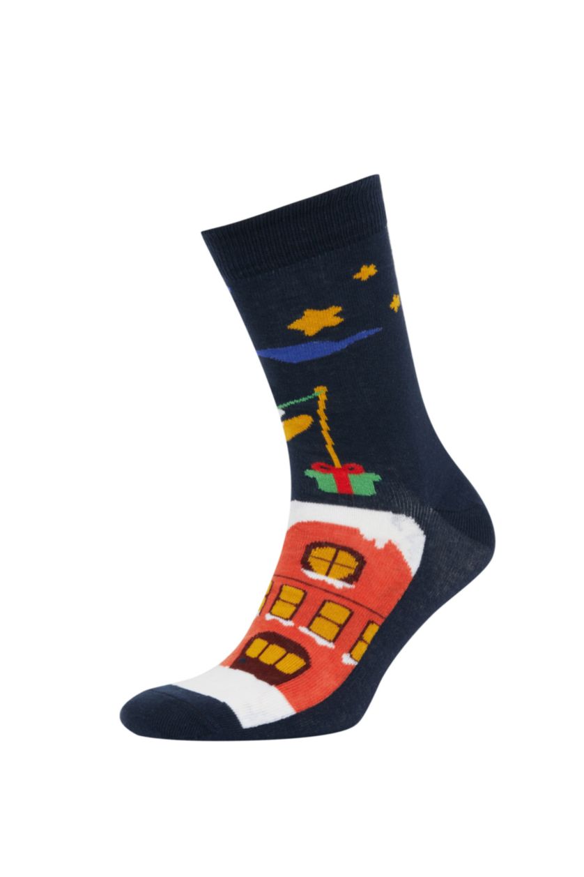 Erkek Karma Erkek Yılbaşı Temalı 2'li Pamuklu Uzun Çorap