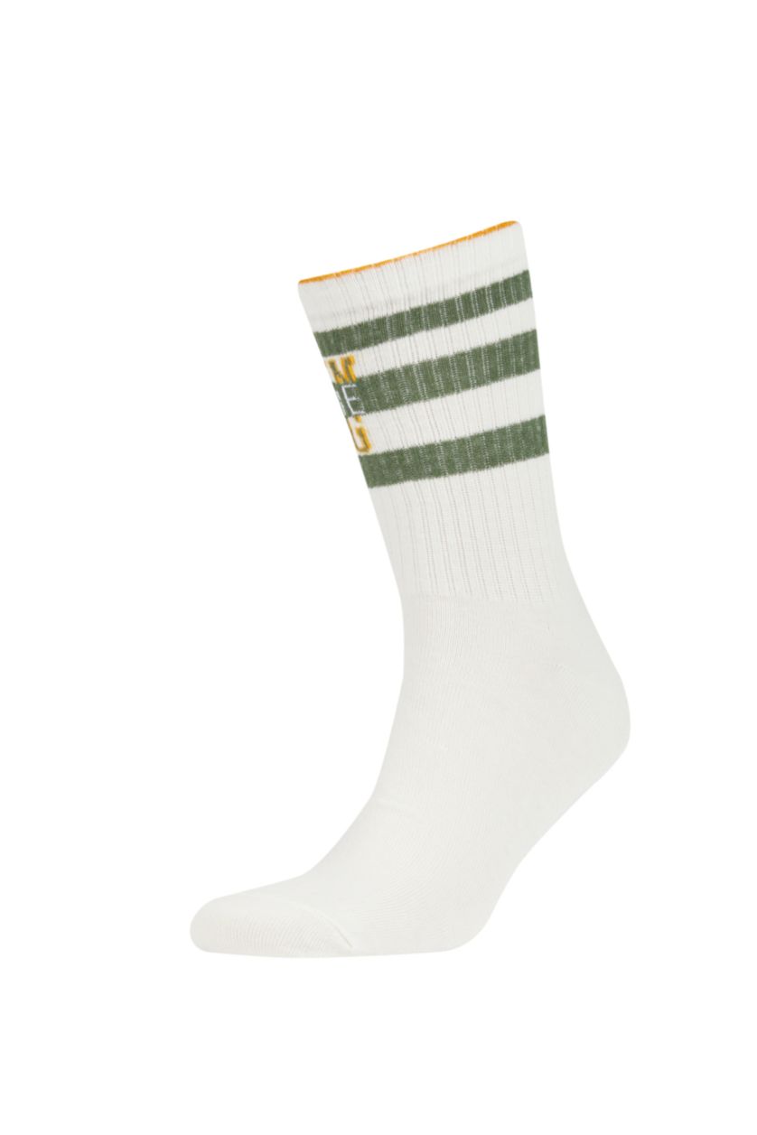 Erkek Beyaz Erkek 3'lü Pamuklu Uzun Çorap