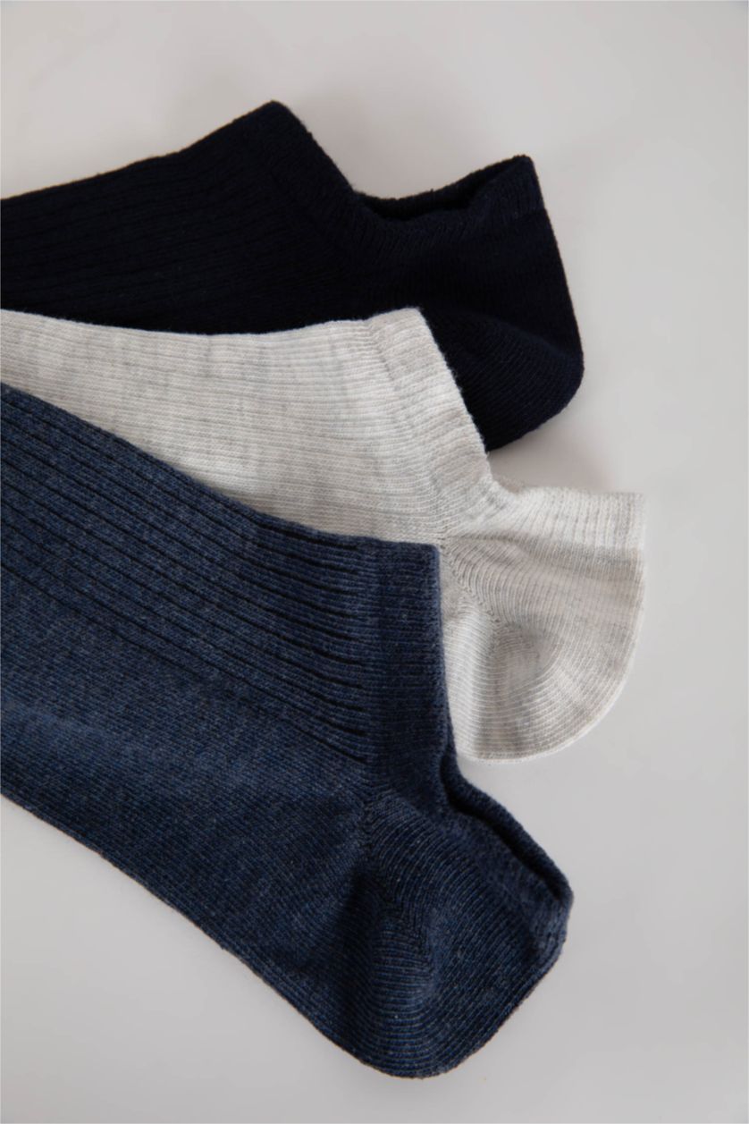 Erkek Lacivert Erkek 3'lü Pamuklu Sneaker Çorap