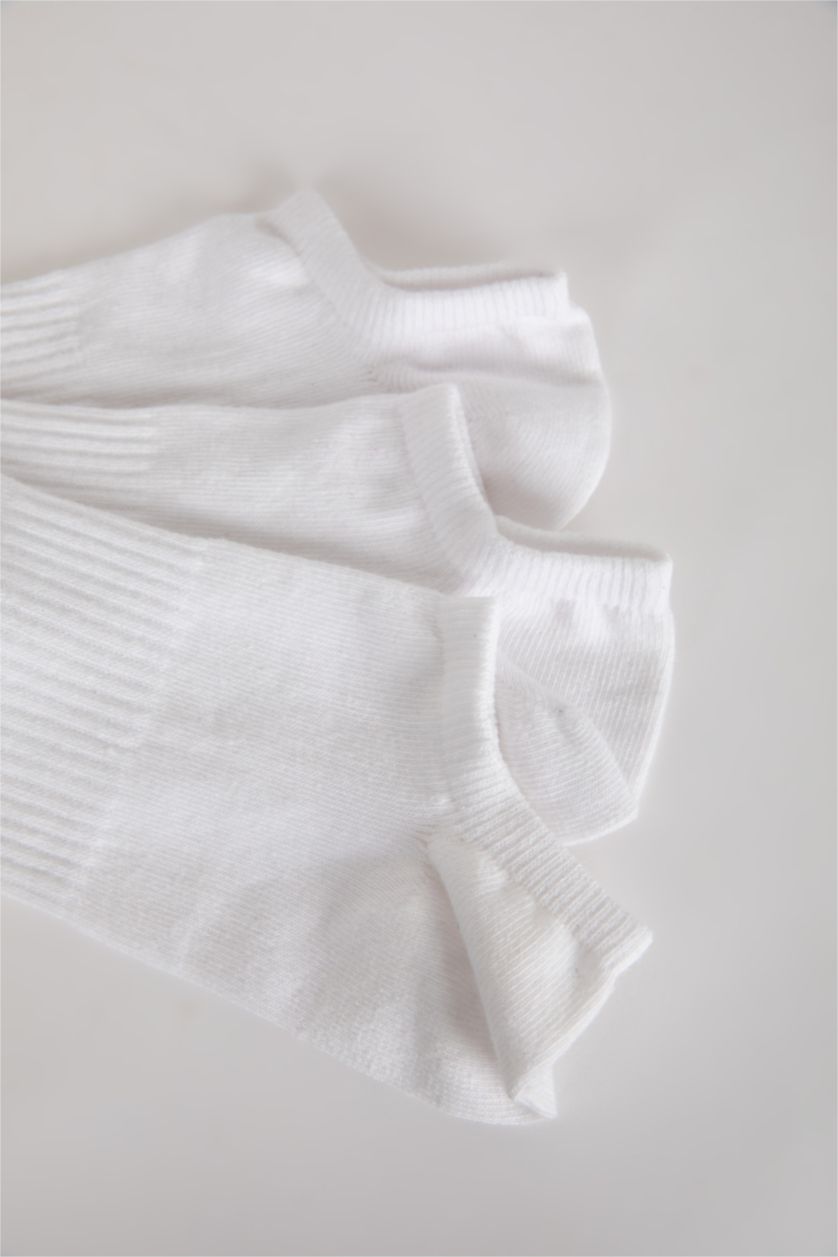 Erkek Beyaz Erkek 3'lü Pamuklu Kısa Spor Çorap