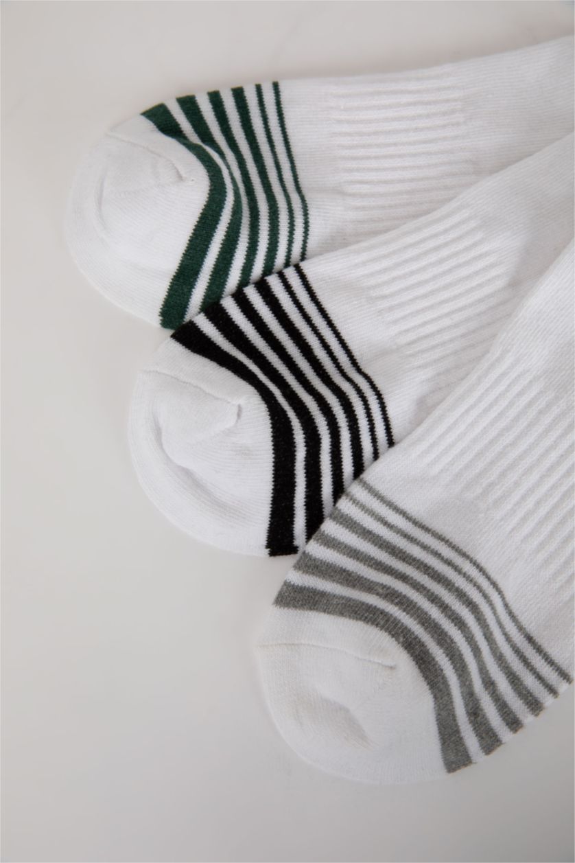 Erkek Beyaz Erkek 3'lü Pamuklu Kısa Spor Çorap