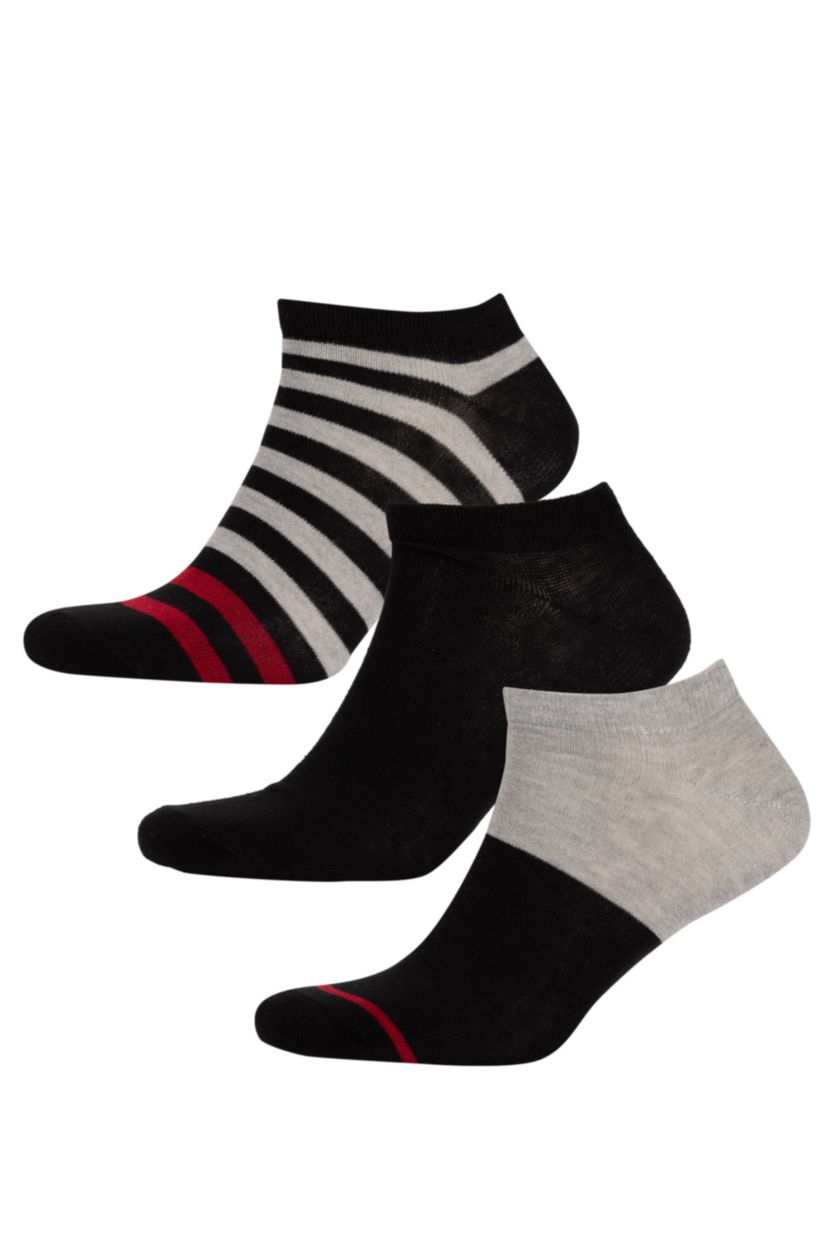 Erkek Siyah Erkek 3'lü Pamuklu Patik Çorap