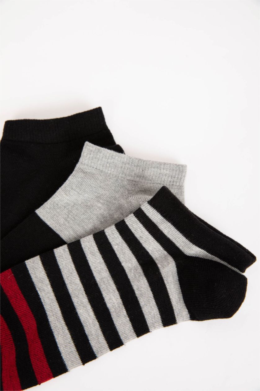 Erkek Siyah Erkek 3'lü Pamuklu Patik Çorap