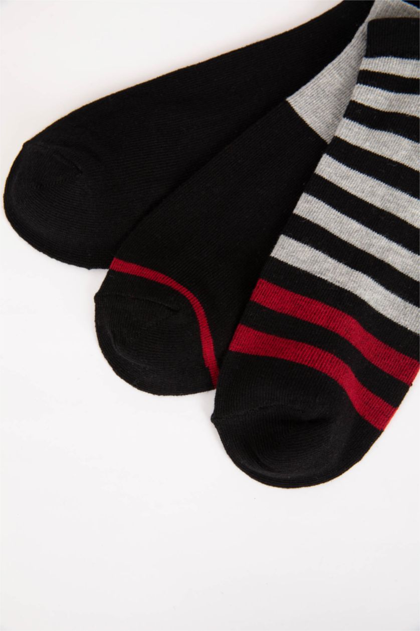 Erkek Siyah Erkek 3'lü Pamuklu Patik Çorap