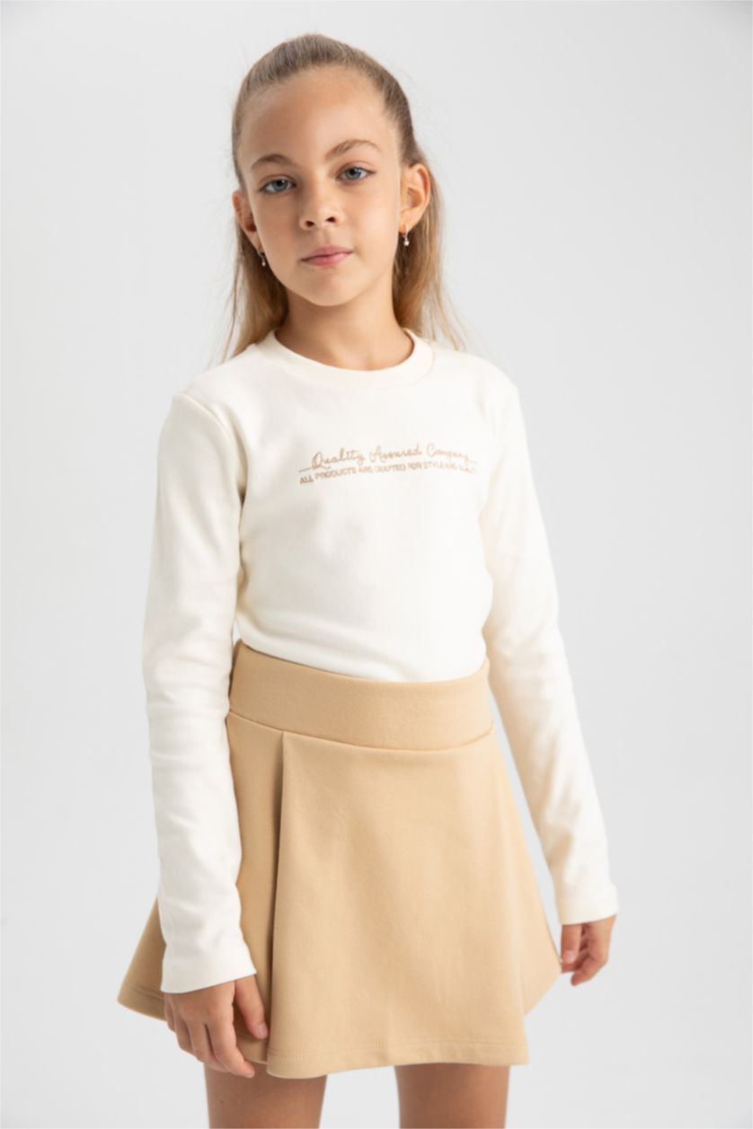 GIRLS & TEENS Ecru Slim Fit Long Sleeve T-Shirt