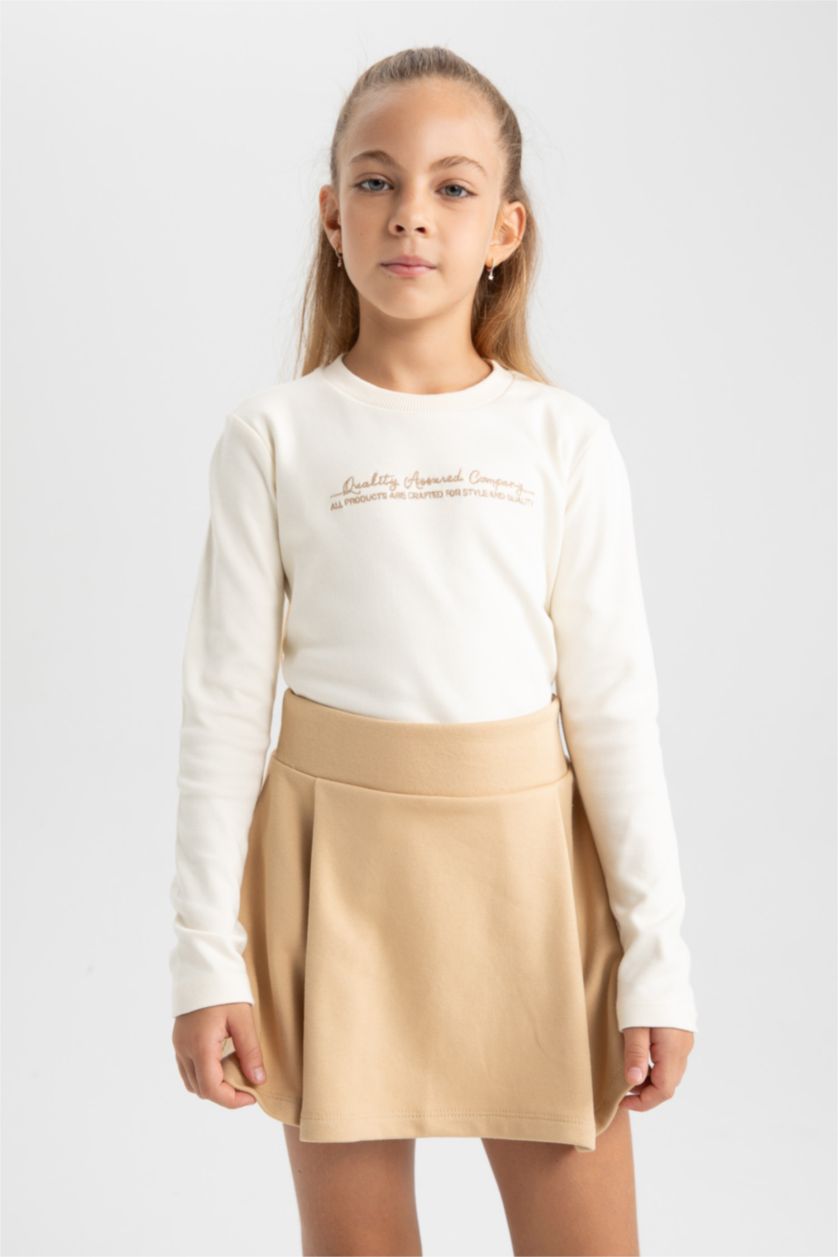 GIRLS & TEENS Ecru Slim Fit Long Sleeve T-Shirt