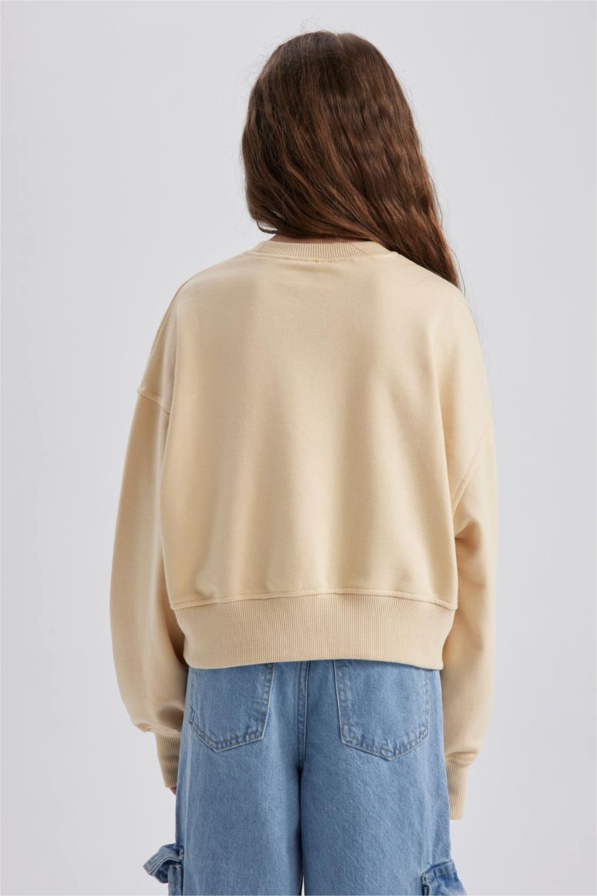 FILLES Beige Clair Sweat-shirt Coupe Oversize