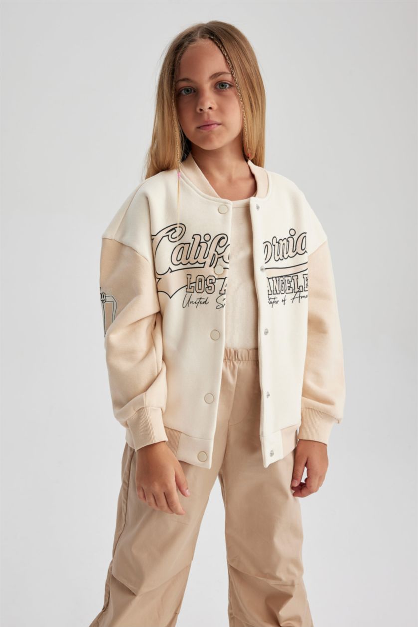 FILLES Écru Cardigan Bomber Coupe Oversize