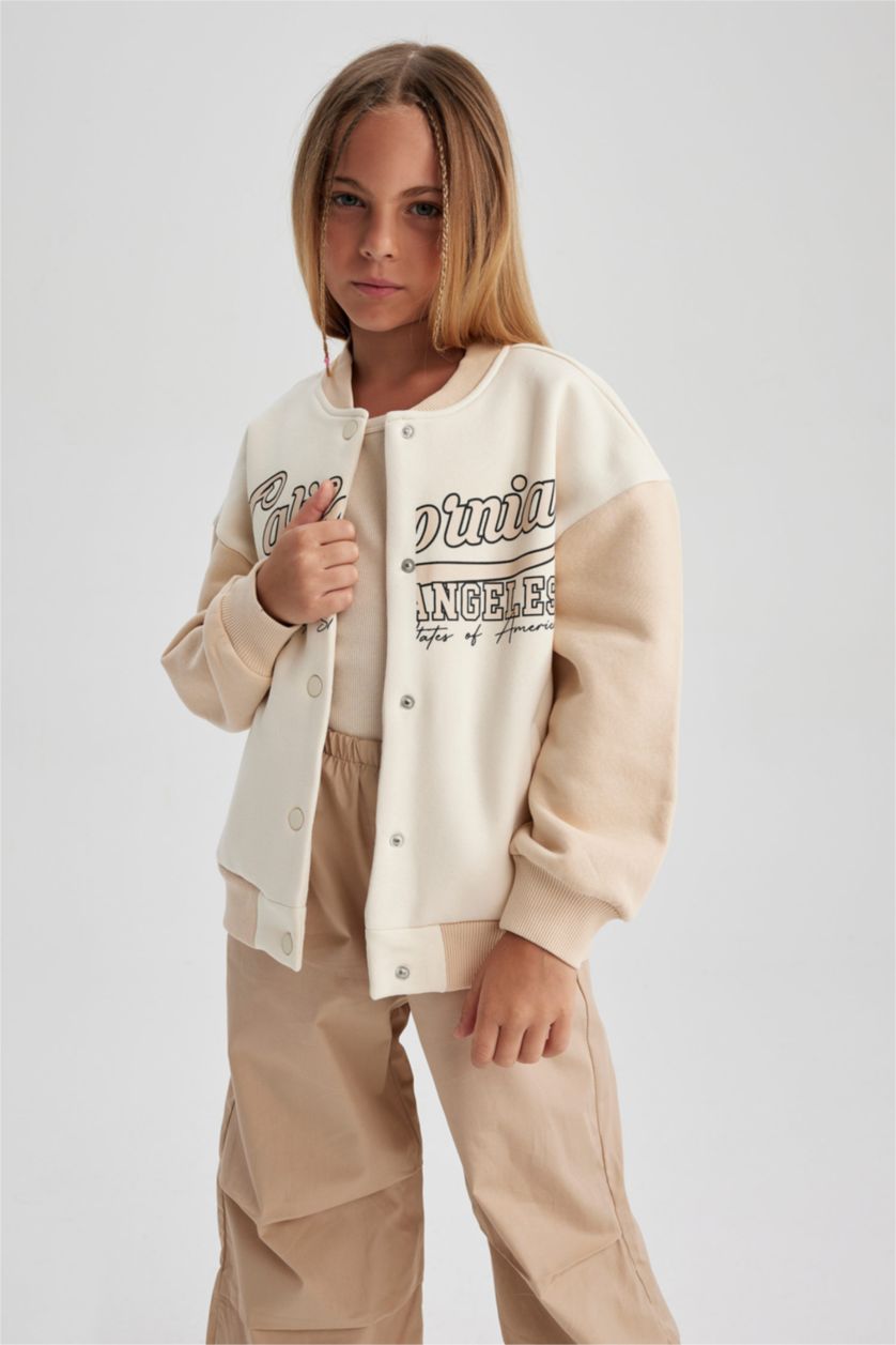 FILLES Écru Cardigan Bomber Coupe Oversize