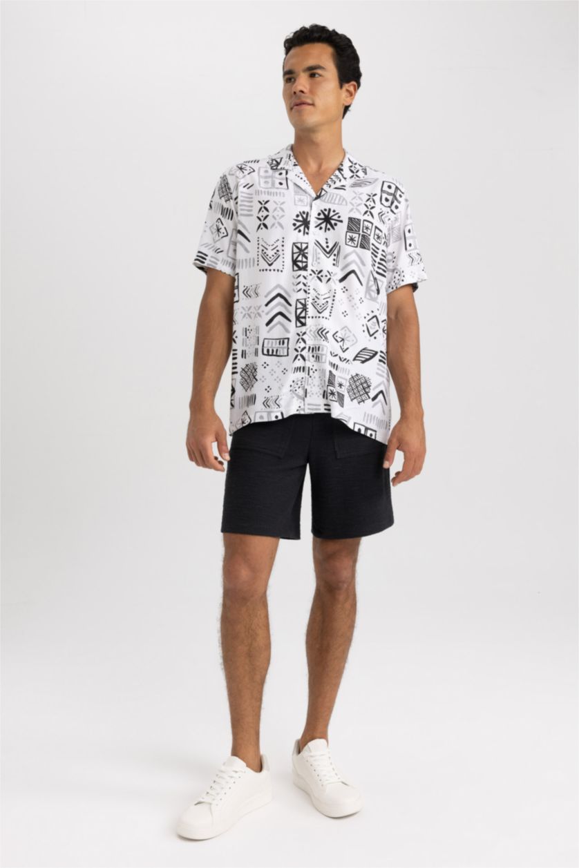 MAN Stone Regular Fit Viscose Printed Short Sleeve Shirt
