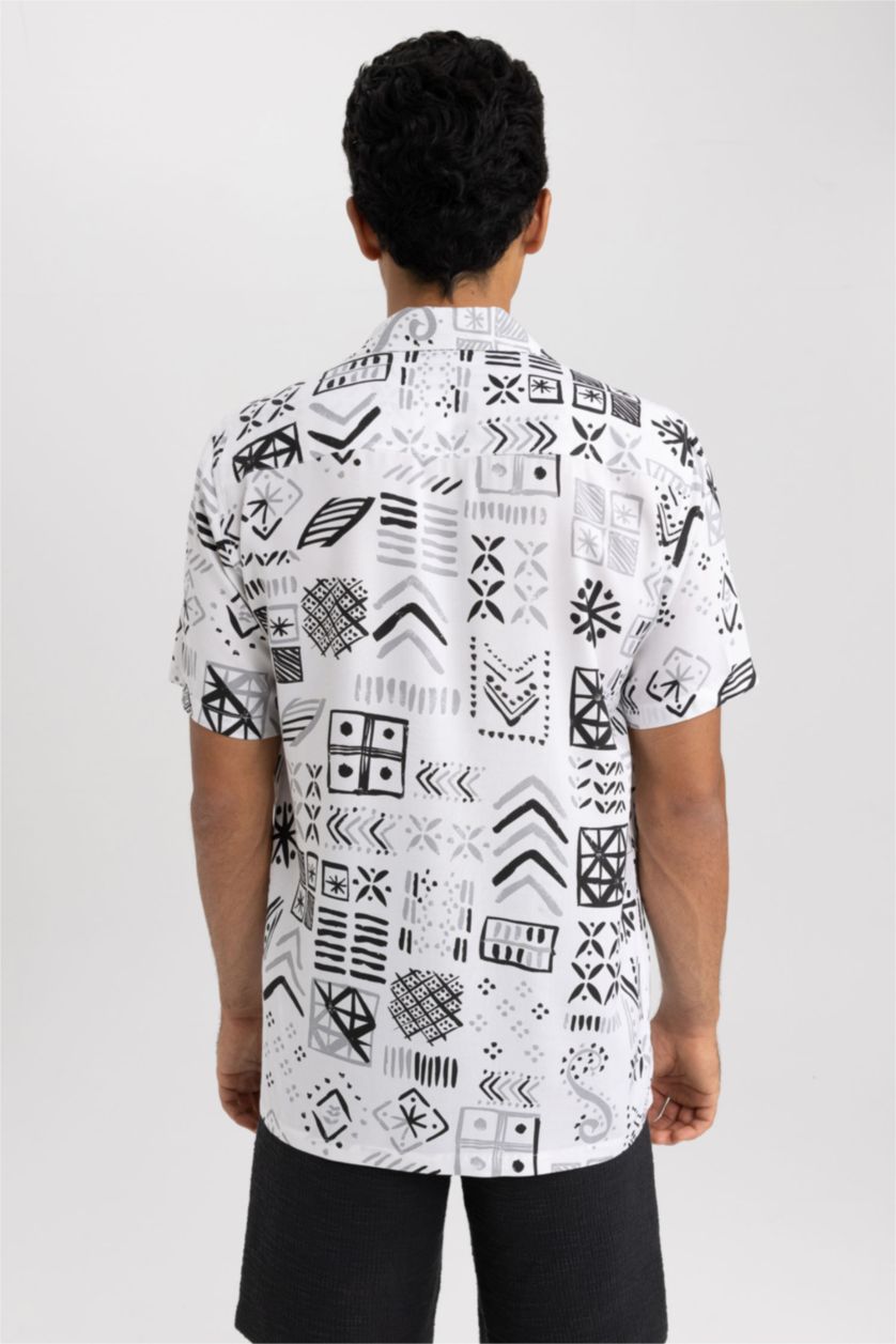 MAN Stone Regular Fit Viscose Printed Short Sleeve Shirt