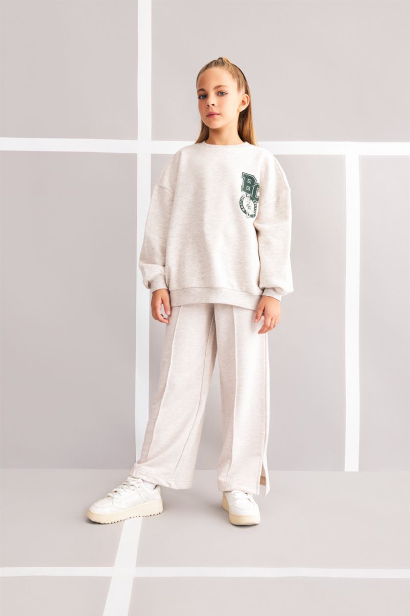 بنات ميلانج بيج بنطلون بناتي وايد ليج