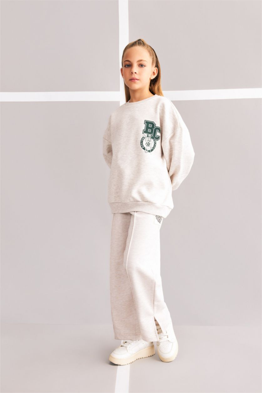 بنات ميلانج بيج بنطلون بناتي وايد ليج