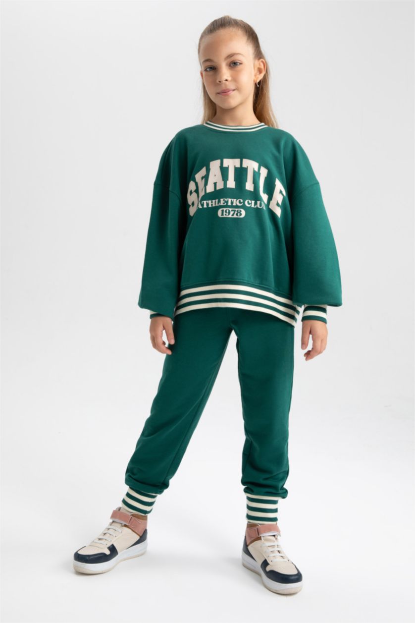 بنات أخضر غامق سروال جوجر فيت