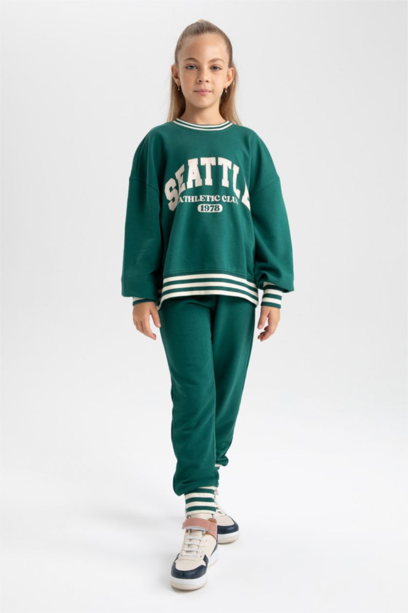 بنات أخضر غامق سروال جوجر فيت