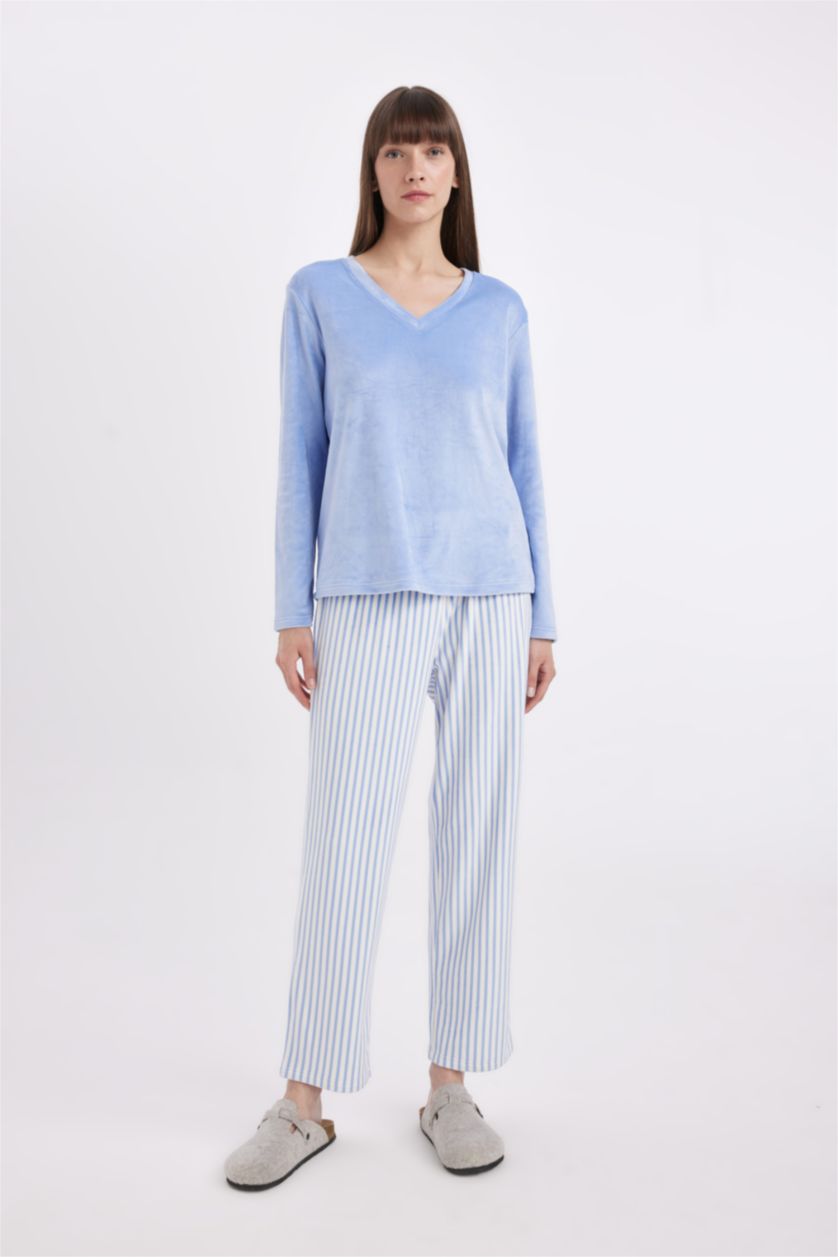 Kadın Mavi Velur 2'li Takım