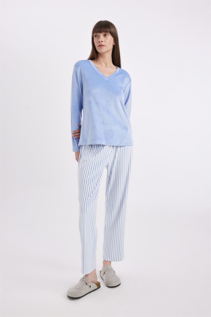 Kadın Mavi Velur 2'li Takım