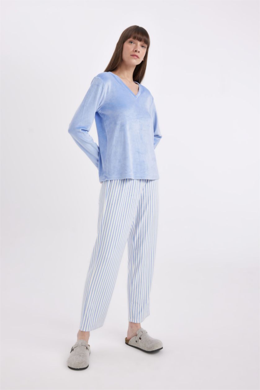 Kadın Mavi Velur 2'li Takım