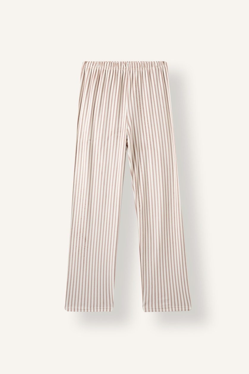 Kadın Açık Kahve Uzun Kollu Velur Pijama Takımı
