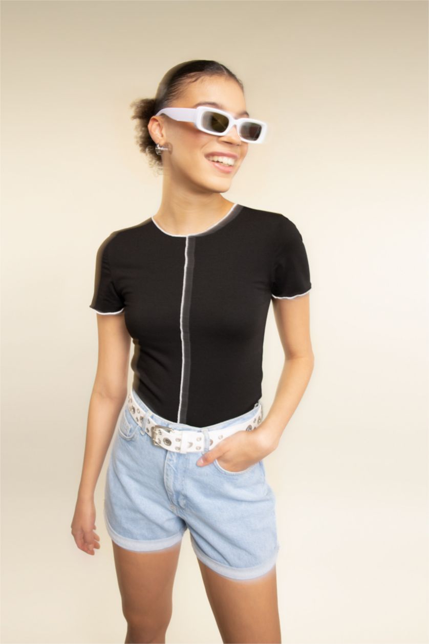 Женская Черный Футболка с коротким рукавом, Coool