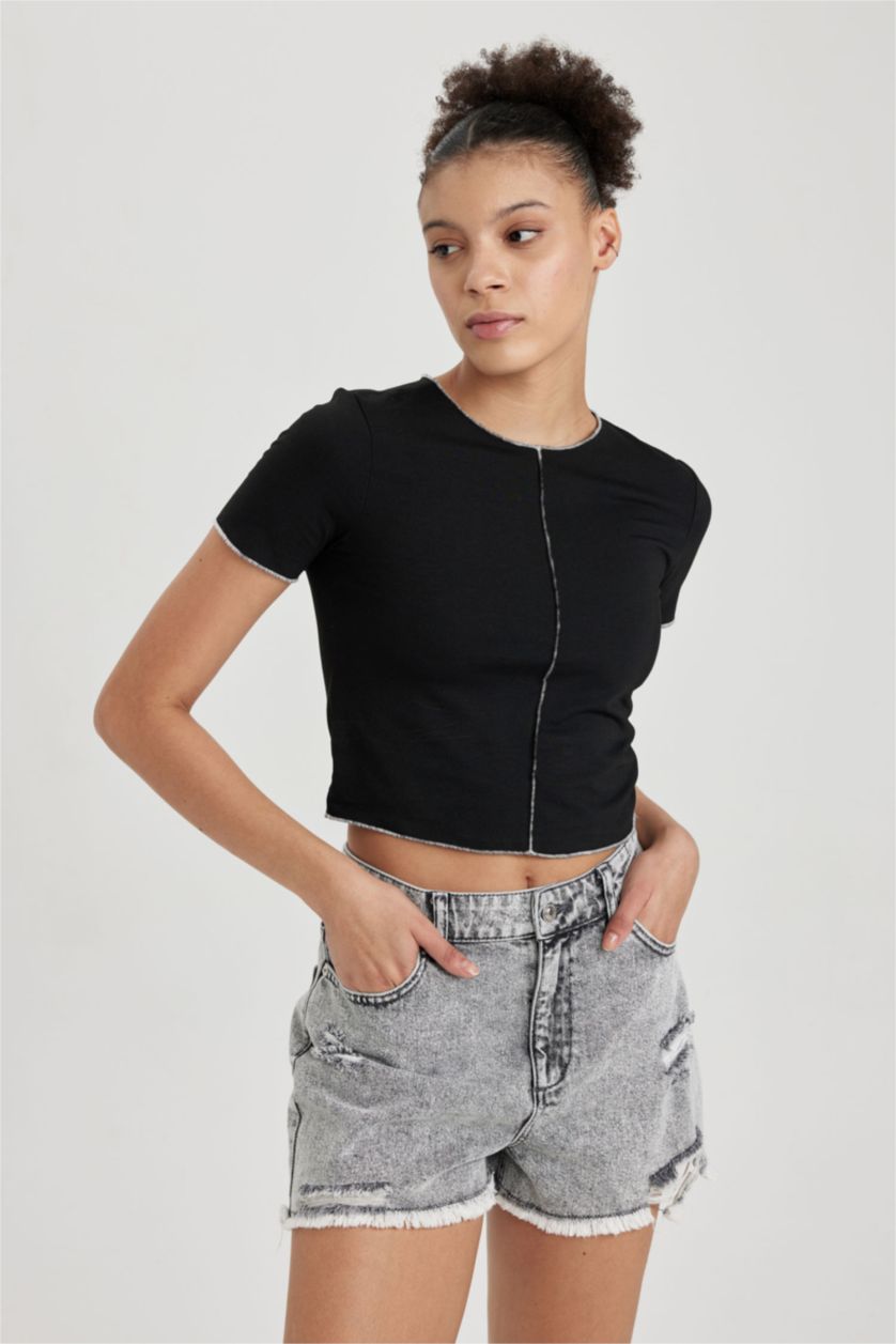 Женская Черный Футболка с коротким рукавом, Coool