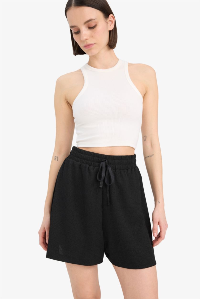 Әйелдерге қара Шорты Loose Fit креп