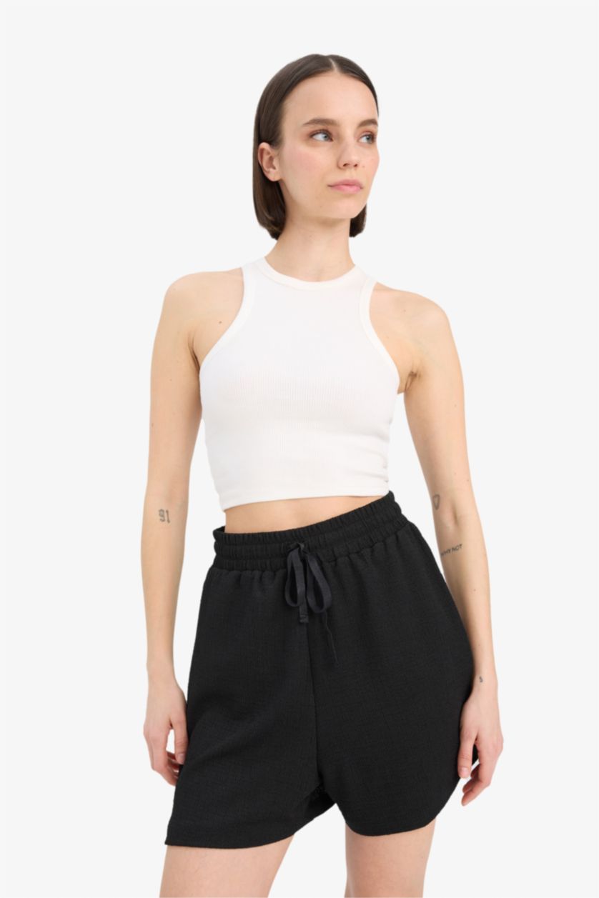 Әйелдерге қара Шорты Loose Fit креп