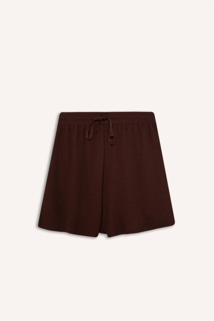 حريمي بني فاتح شورت منسوج قصة فضفاضة