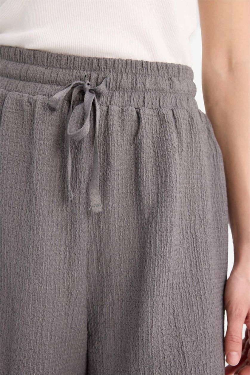 Kadın Gri Loose Fit Bürümcük Şort