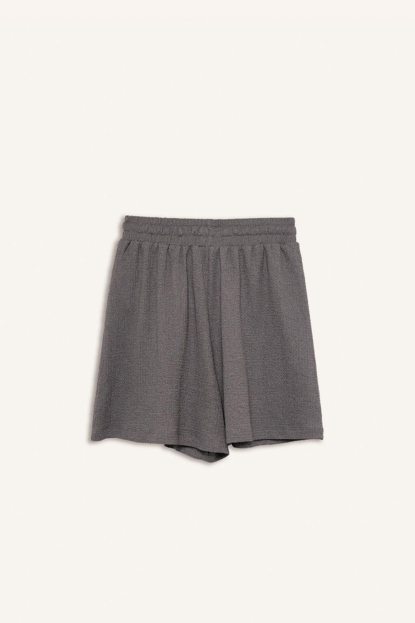 Kadın Gri Loose Fit Bürümcük Şort