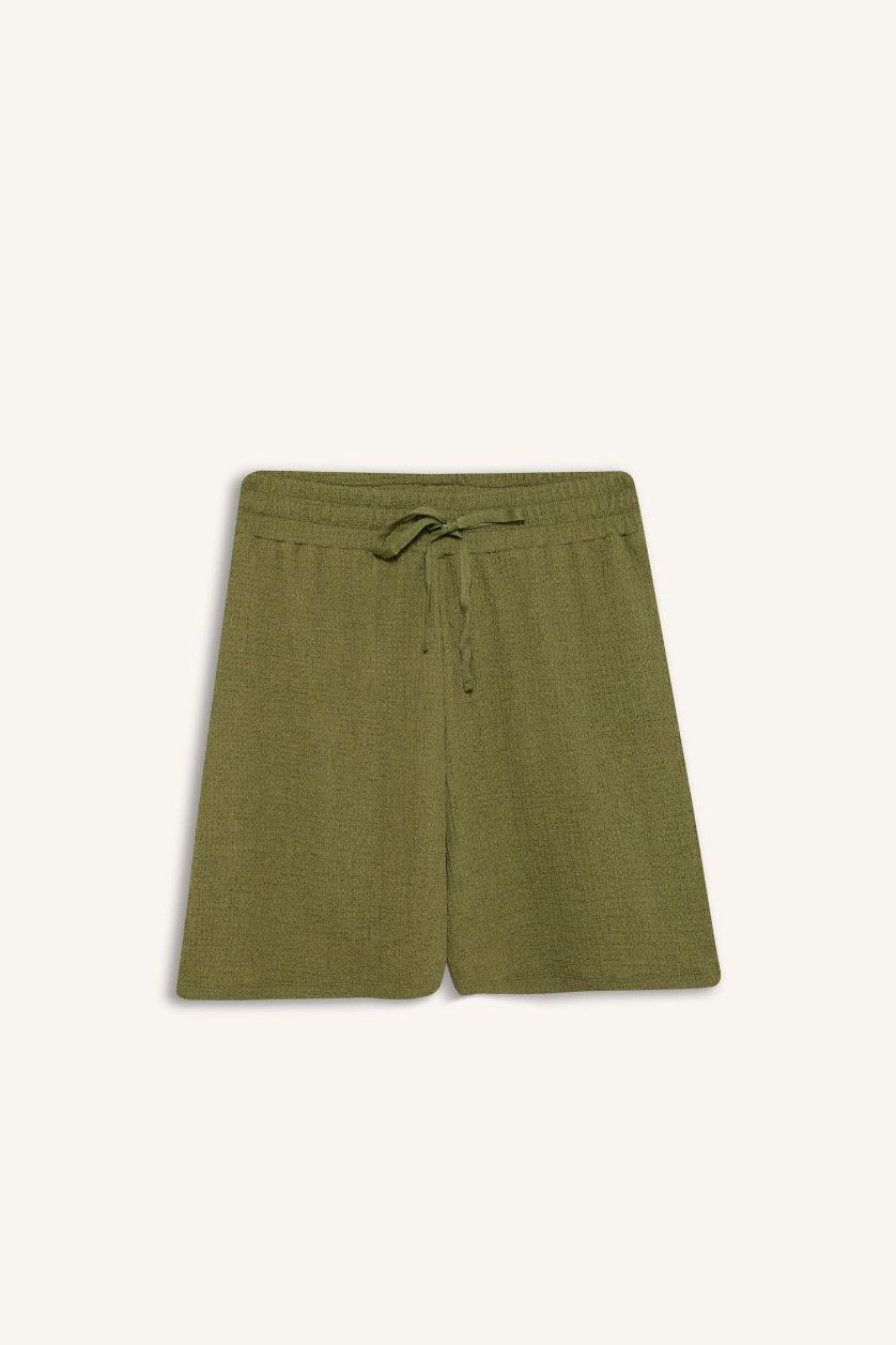 حريمي كاكي شورت منسوج قصة فضفاضة