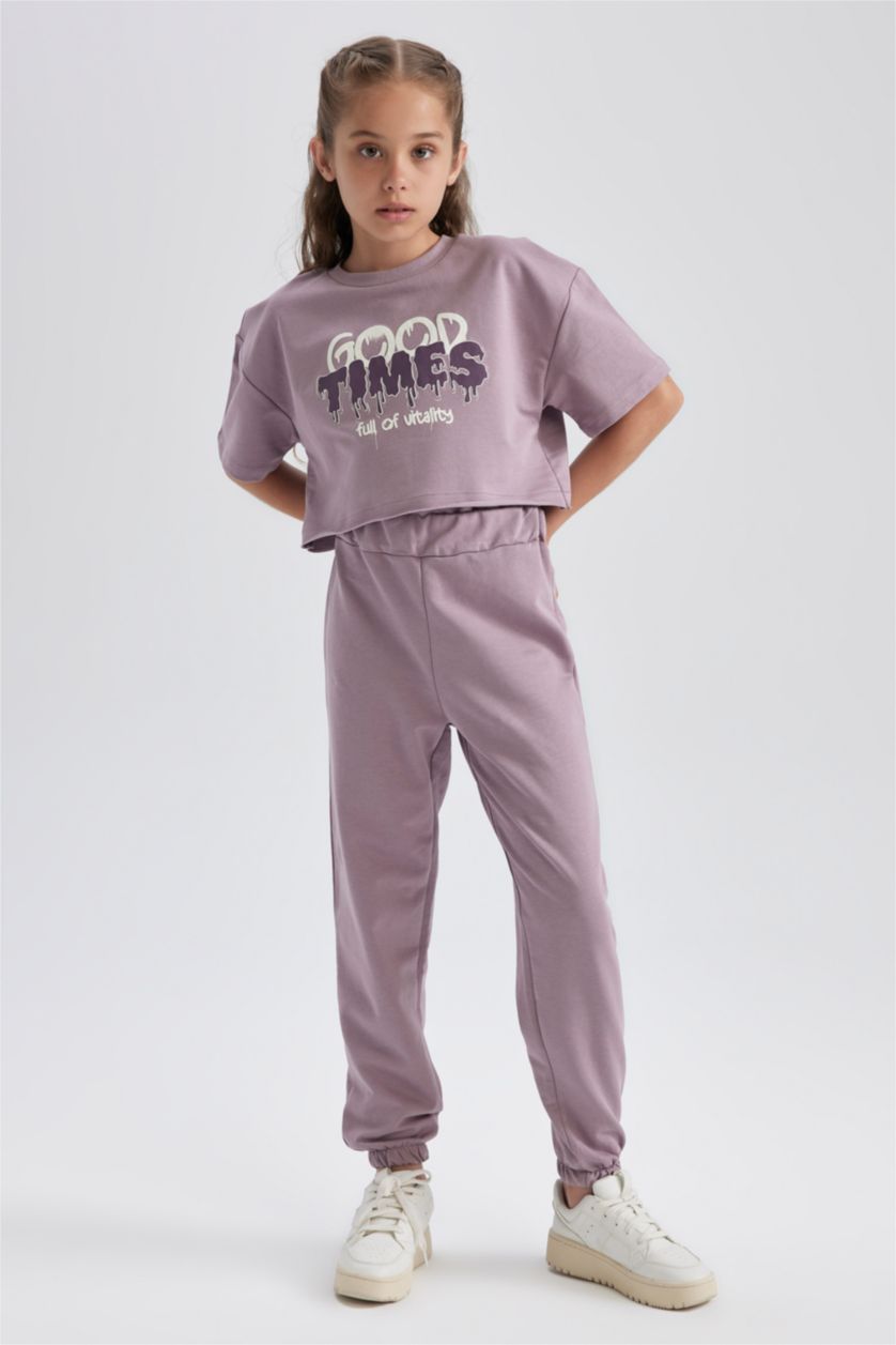 FILLES Violet Ensemble Coupe Relaxant Pour Fille - 2 Pièces