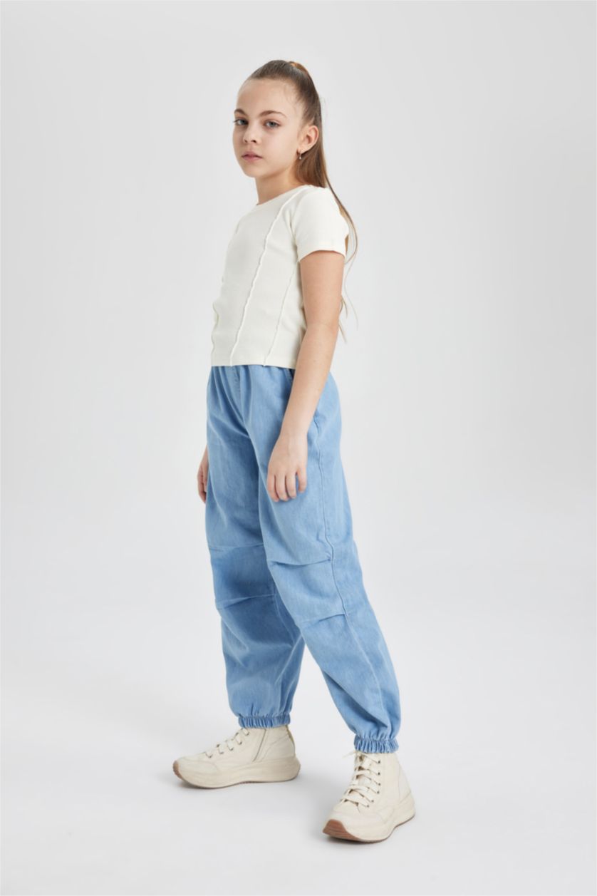 GIRLS & TEENS Light Blue Girl Parachute Jogger Jeans