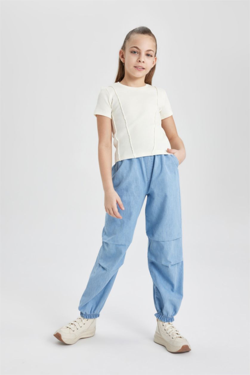 GIRLS & TEENS Light Blue Girl Parachute Jogger Jeans