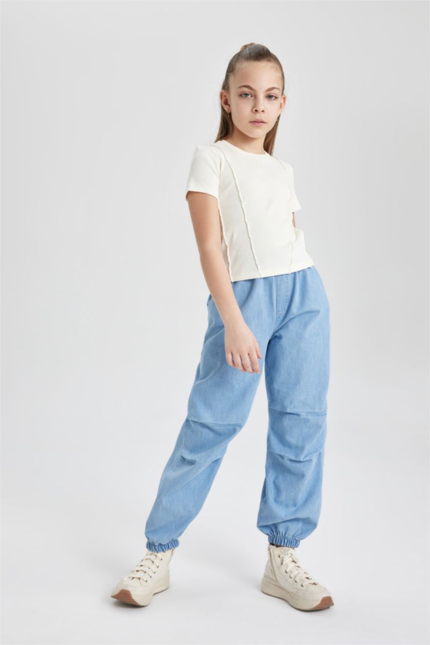 GIRLS & TEENS Light Blue Girl Parachute Jogger Jeans