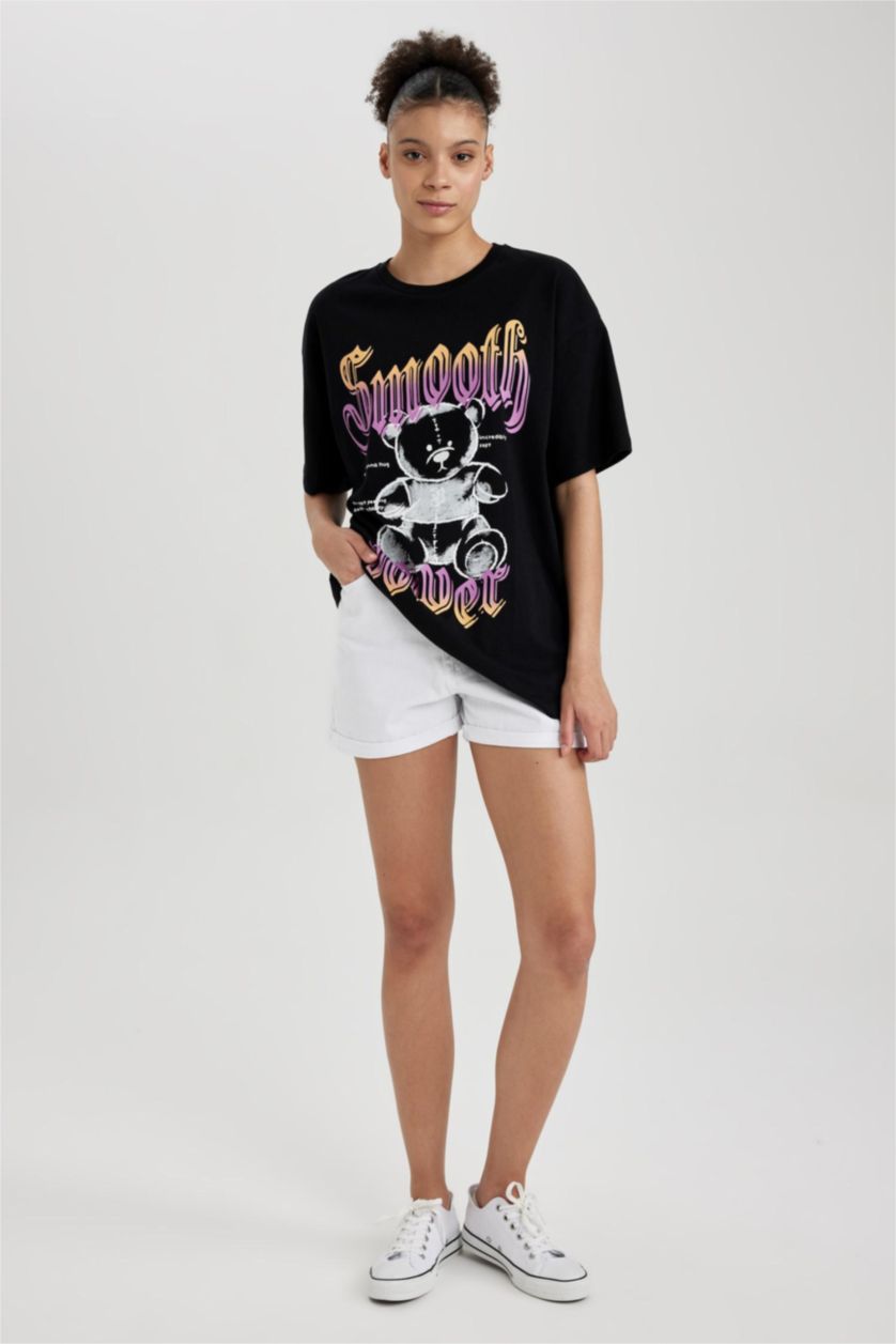 WOMAN Black Oversize Fit Short Sleeve T-Shirt