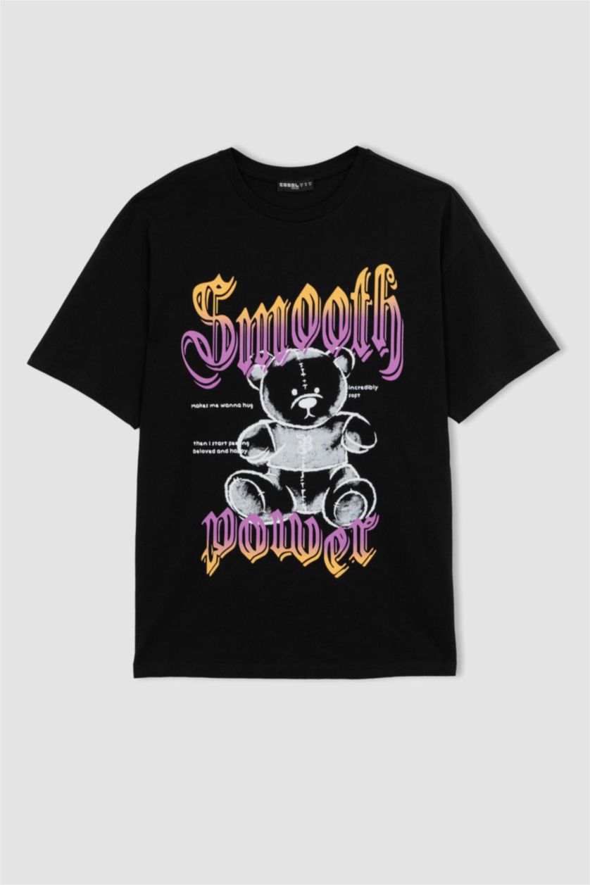 WOMAN Black Oversize Fit Short Sleeve T-Shirt