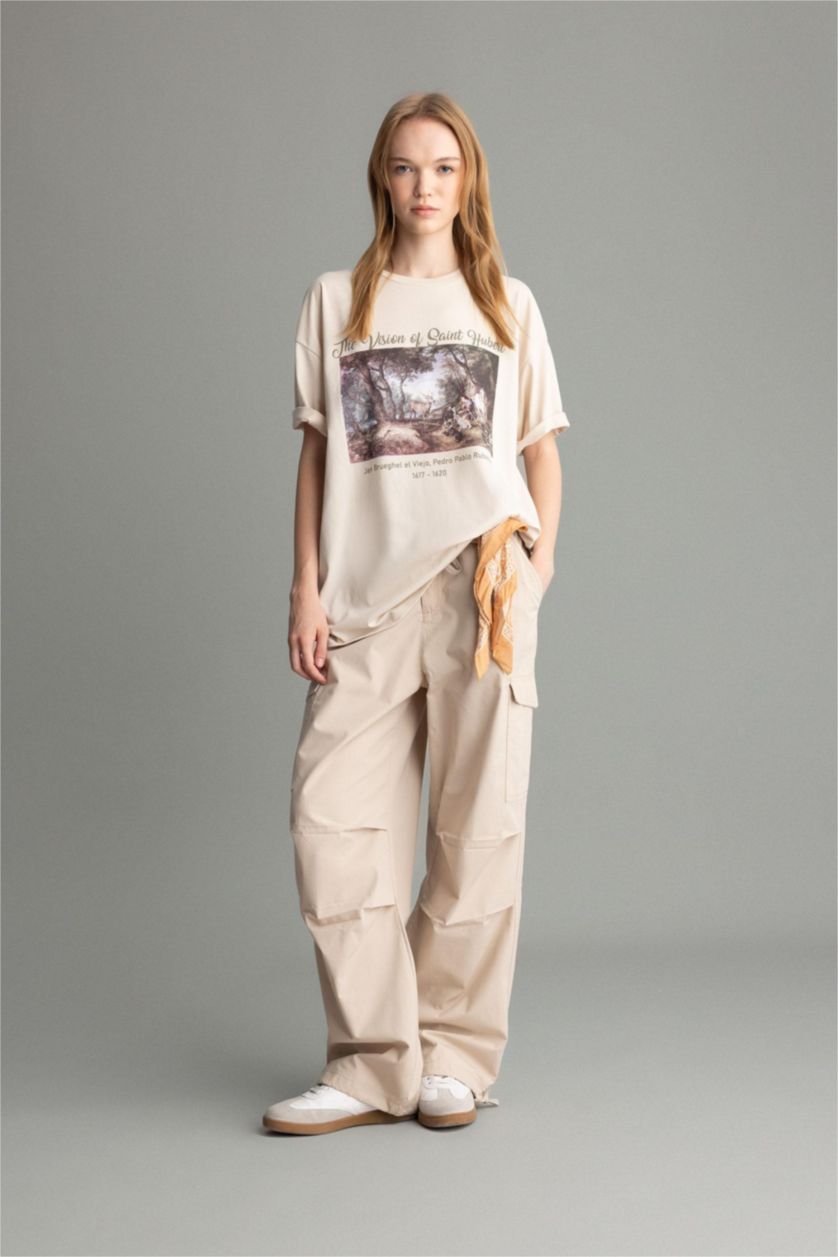 WOMAN Sand Normal Waist Parachute Trousers