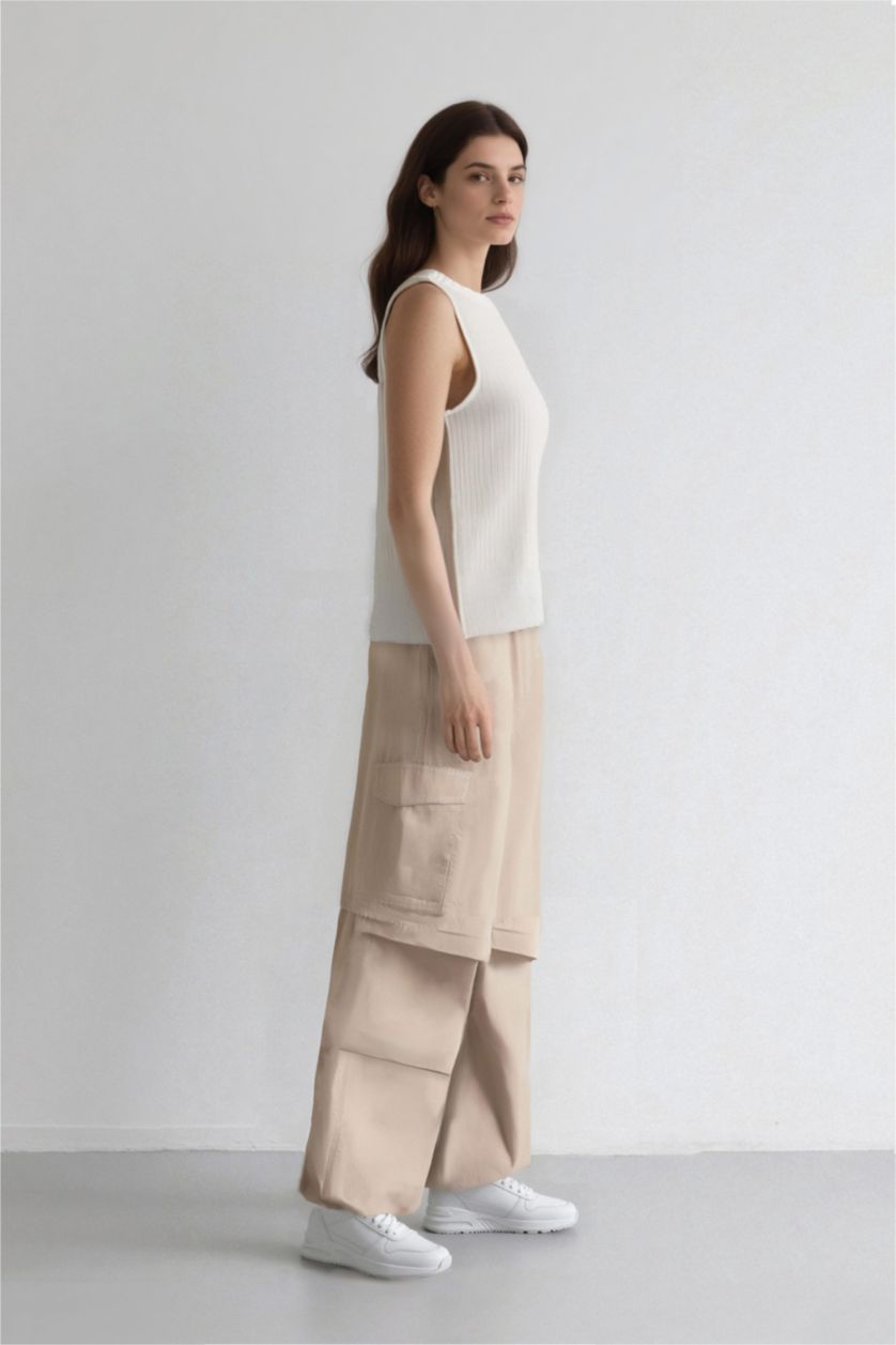 WOMAN Sand Normal Waist Parachute Trousers