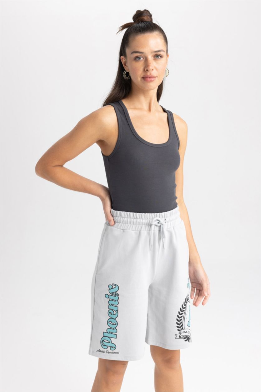 WOMAN Light Grey Thin Fabric Shorts