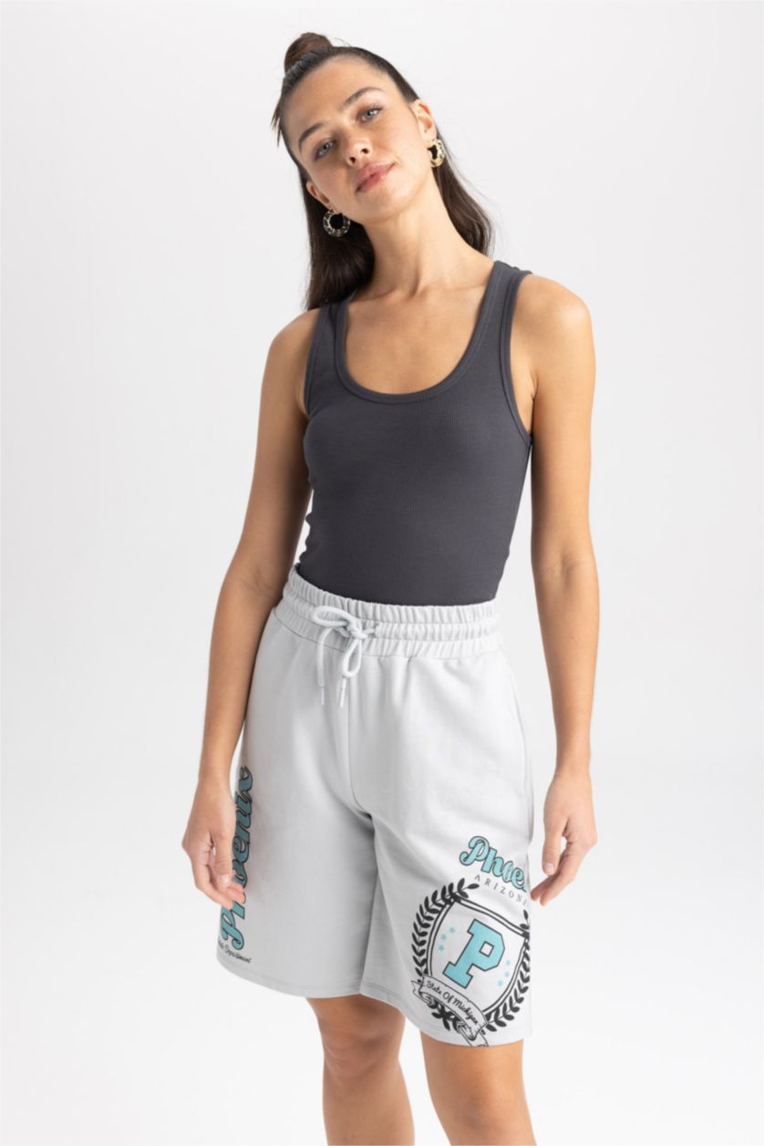 WOMAN Light Grey Thin Fabric Shorts