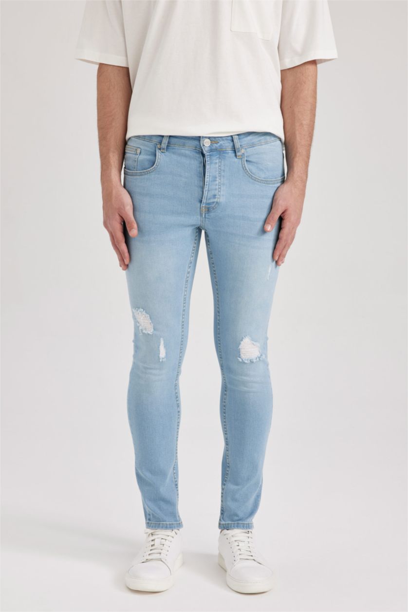 رجال أزرق فاتح Skinny Comfort Fit Trousers